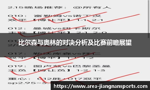 比尔森与奥林的对决分析及比赛前瞻展望